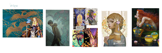 Inspiration Board for color comps: Jody Lee, Jessica Shirley, Kid Chan/Jody Lee, Kid Chan, Victor Nizovtsev