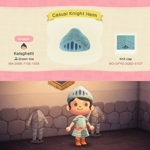 😊 My first outfit! Run around as a Casual Knight in Animal Crossing 🛡⚔ Would love to see pics if you guys end up wearing the items! 😄 (I just unlocked the town hall so I havent gotten too far in the game, but seeing everyones islands has been a lo