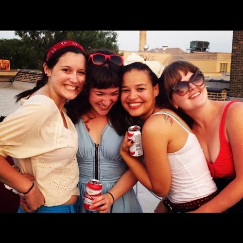 Ashley, Emma, me, and Julia on our rooftop. July 4th 2012