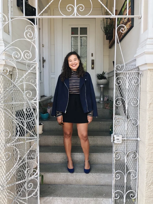 Shoes: Payless | Skirt: Madewell | Turtleneck: Amour Vert | Jacket: Old Navy 
