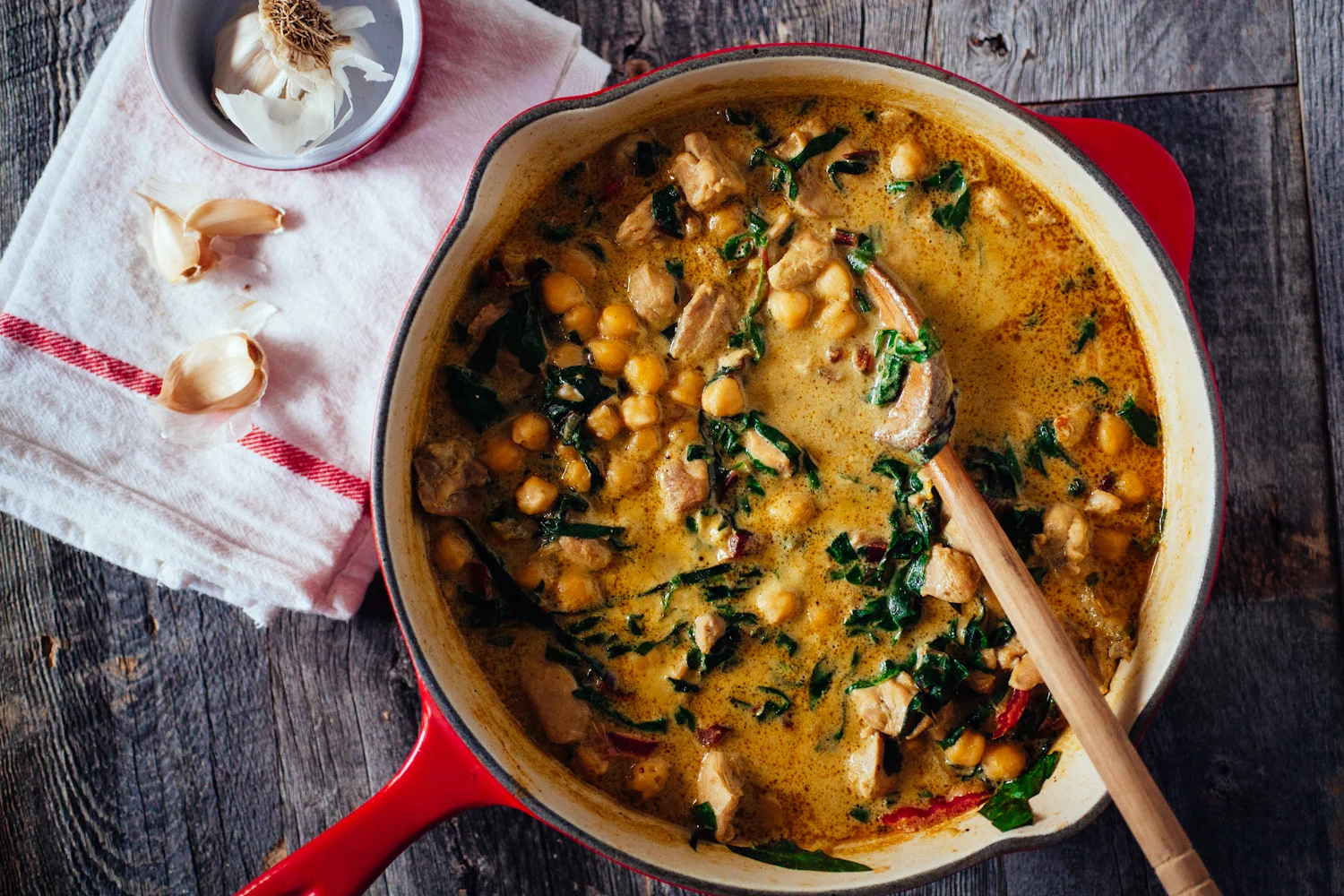  Green Chickpea &amp; Chicken Coconut Curry with Swiss chard 