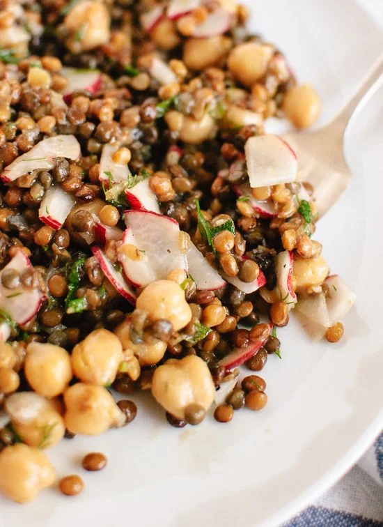 Lemony Lentil and Chickpea Salad with Radish and Herbs