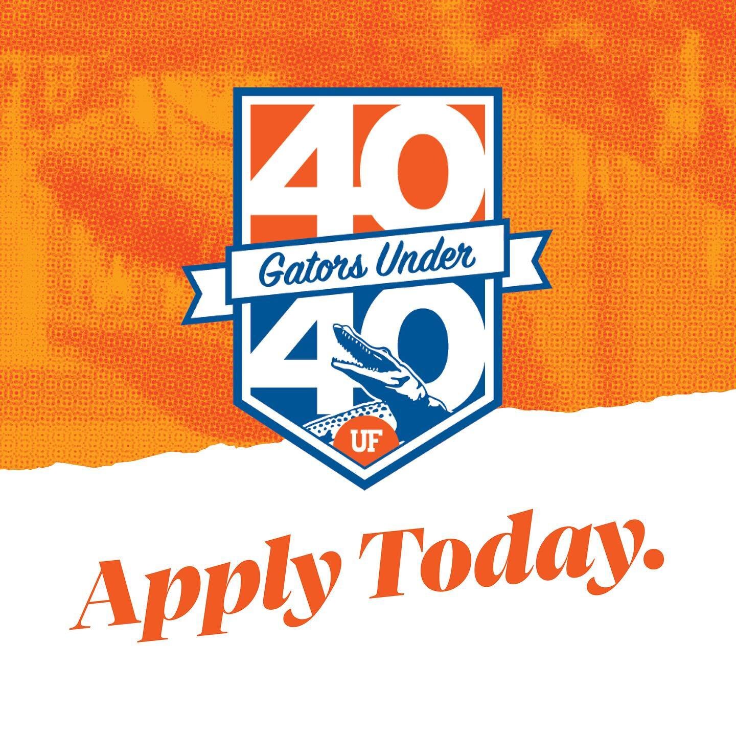 Since 2006, the University of Florida has honored Outstanding Young Alumni whose achievements positively impact The Gator Nation&reg;. 40 Gators Under 40 will continue the tradition of honoring Gators who are going greater in their communities and pr