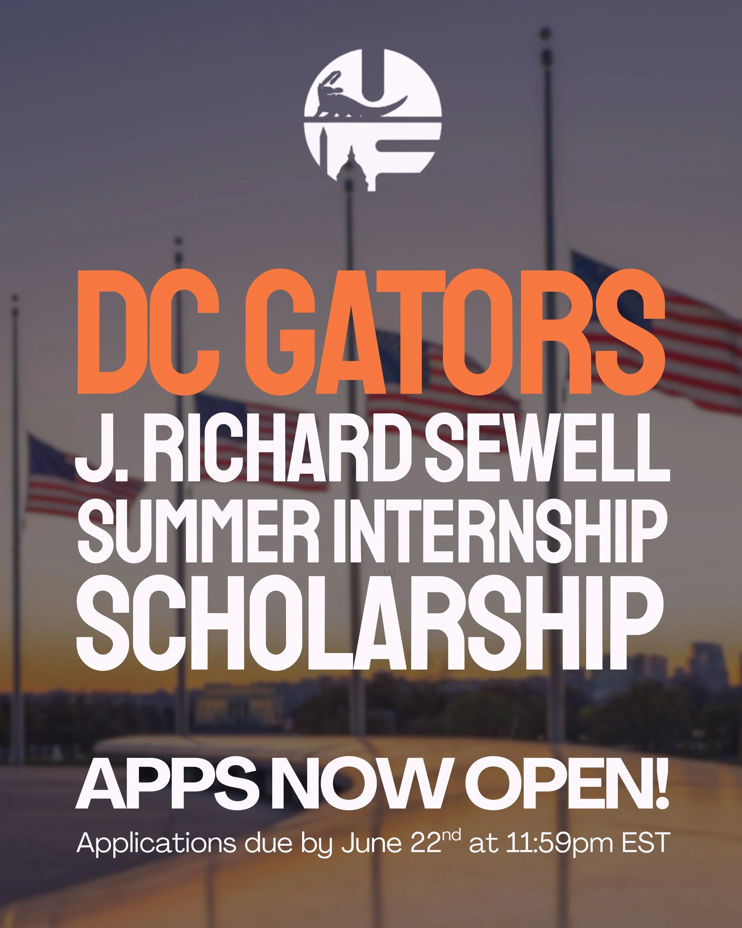 🐊 Now Open: J. Richard Sewell Internship Scholarship &mdash; Summer 2026 ☀️

The DC Gator Club is proud to open applications for the J. Richard Sewell Internship Scholarship, awarding $1,500 to one University of Florida student completing an interns