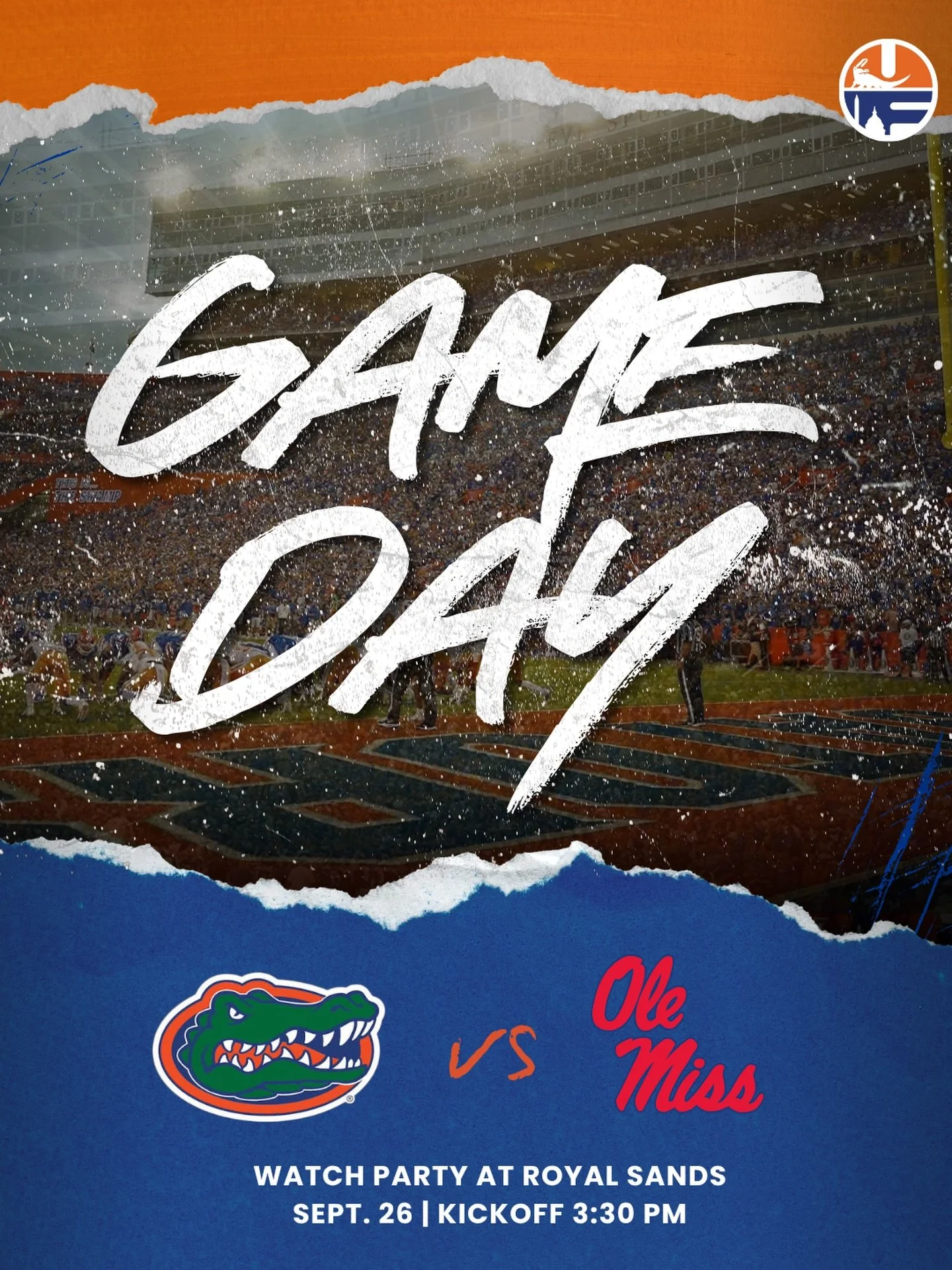 🐊 Another week, another chance to cheer on the Gators! 🐊

DC Gator Club is back at Royal Sands for the Ole Miss game &mdash; come rep the orange and blue with us 💙🧡

📅 Saturday, 9/26
🏈 Kickoff: 3:30 PM
📍 Royal Sands (@royalsandsdc) 

Let&rsquo