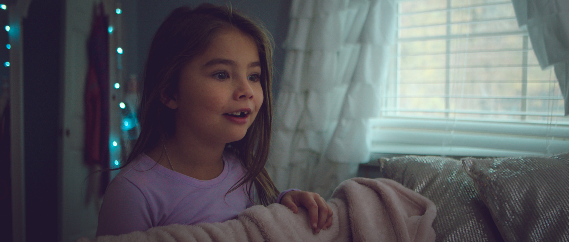 Here's another shot that is a part of the 'blue door' opening. Little Dixie runs into the room and tells her older sister it's time. Dixie wants to be just like her older sister, so we shot a separate home package afterwards where they sit in front of the mirror getting ready, with Dixie copying every move. Ryan Goble was inspired by a scene in Jaws for it. We often watched a series of videos that had the mood or style of the package we're making. It's a great way to be on the same page on the day, and to think creatively in the same 'world', as opposed to one of us having creative shot ideas that make no sense in the world we're creating.