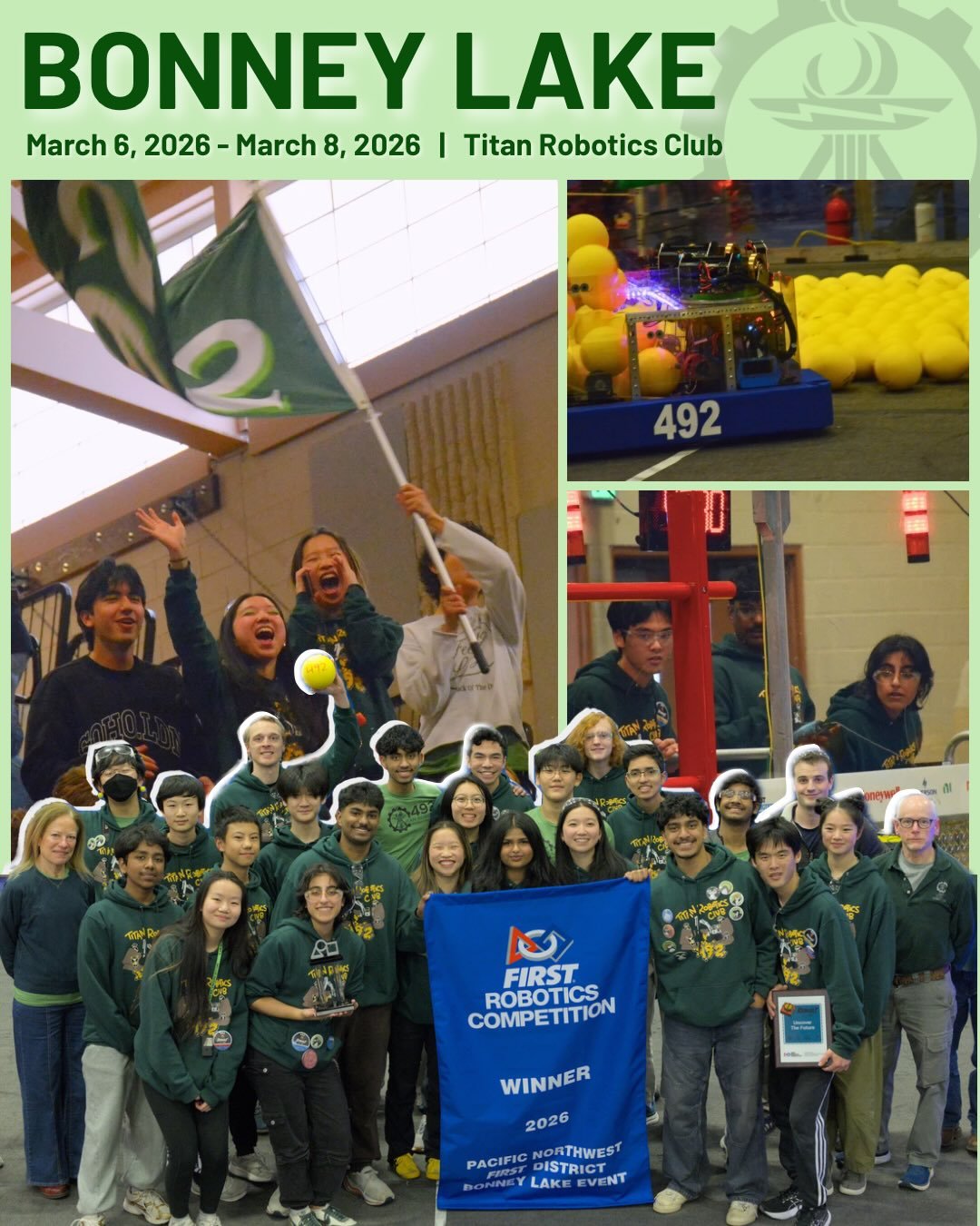 This past weekend, TRC competed at the Bonney Lake Week 1 Competition, hosted by Team 3218 Panther Robotics! After finishing rank 6 with a record of 14-4 in qualifications, we were then selected as the 1st pick of Alliance 3 and competed in the playo