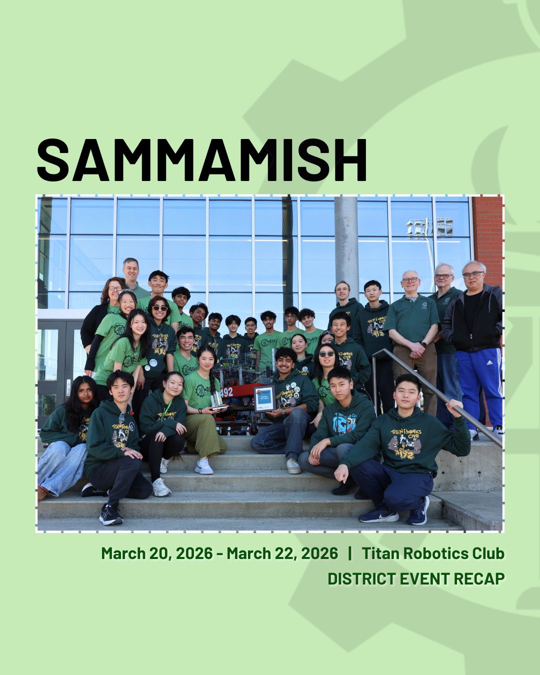 Last week, TRC competed at the Sammamish Week 4 Competition, hosted by Team 2412! After finishing rank 2 with a record of 10-2 in qualifications, we were the captains of Alliance 2 and competed in the playoffs with 1st pick @nrg_948, 2nd pick @neobot