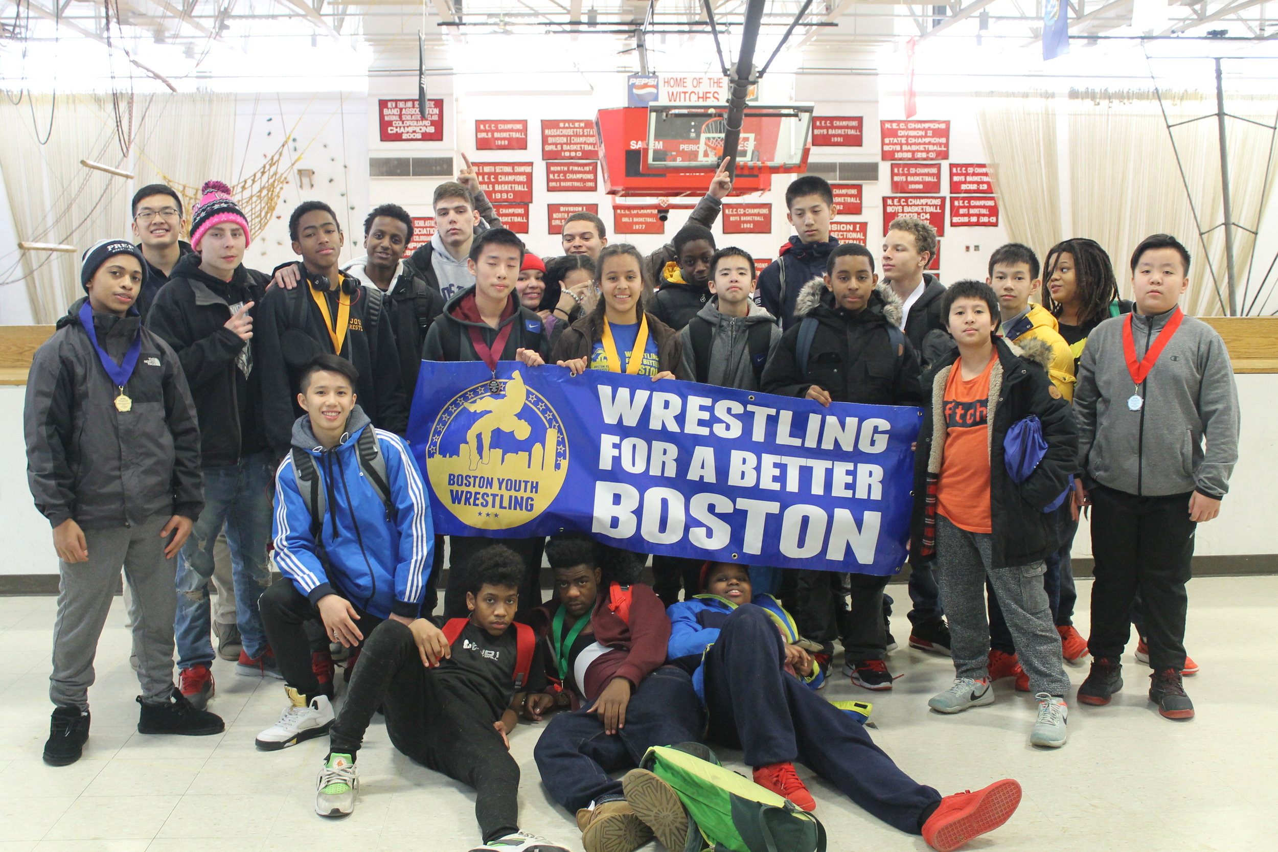 The Boston Youth Wrestling at the 2017 MYWA North/East Sectional Championships at Salem High School.