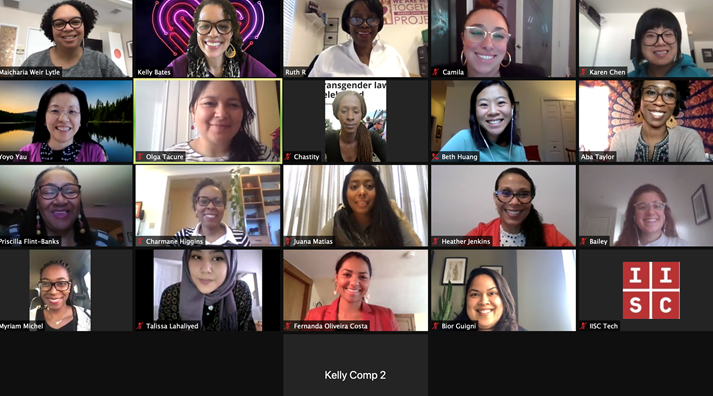 They came together to share their experiences virtually. A defining career and personal moment for the WOCLC group is captured here. Bior Guigni, Executive Director, is on the bottom row, one stop from the right.
