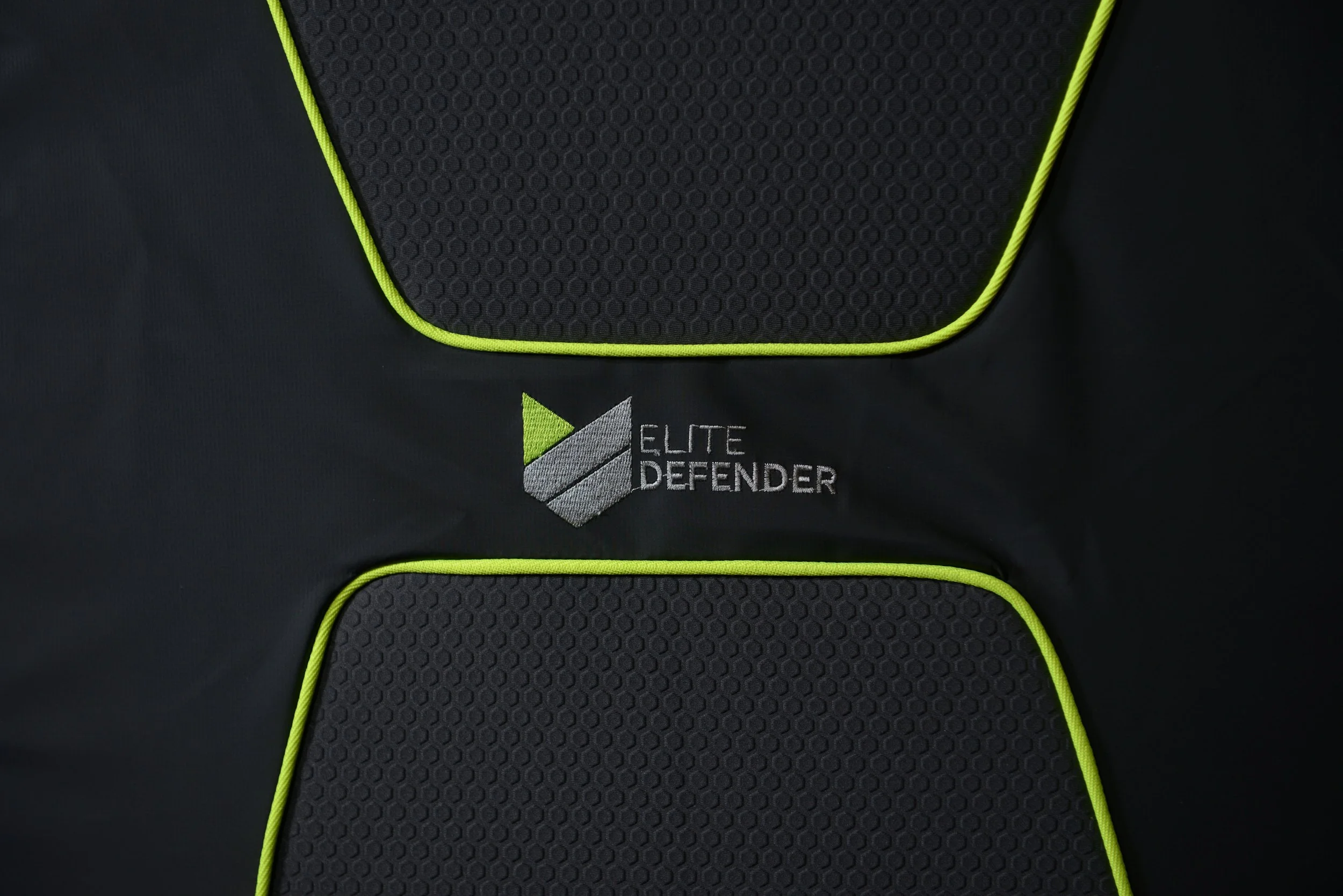Close up shot of Elite Defender with the logo in the center.