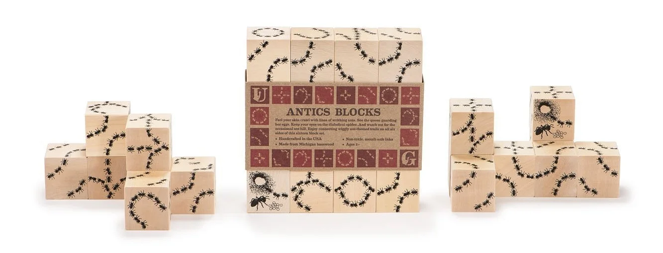 These durable blocks from Uncle Goose are a favourite in my house. They can be used for building and stacking, or you can line them up to make twisting, turning ant trails, and hunt for the Queen and the spider. They are made in the USA from sustainable wood sources, so you can feel good about your gift, too!