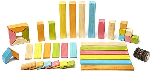 Tegu blocks have magnets safely embedded inside, allowing the pieces to click together to create the most amazing creations. They are easy for small hands to manipulate and the magnets embedded in the blocks and wheels provide an added dimension to your child's play that regular wooden blocks cannot, encouraging them to build inspired vehicles and gravity-defying buildings. This set holds great appeal for kids young and old!