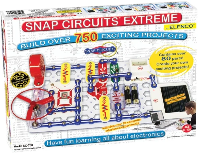 Forget the electronics kits of our era, all the cool kids these days are doing Snap Circuits ! Help your child start building a solid basis in electronics with these fun kits. Elenco has a variety of different sets available, in a wide range of project sizes and pricing .