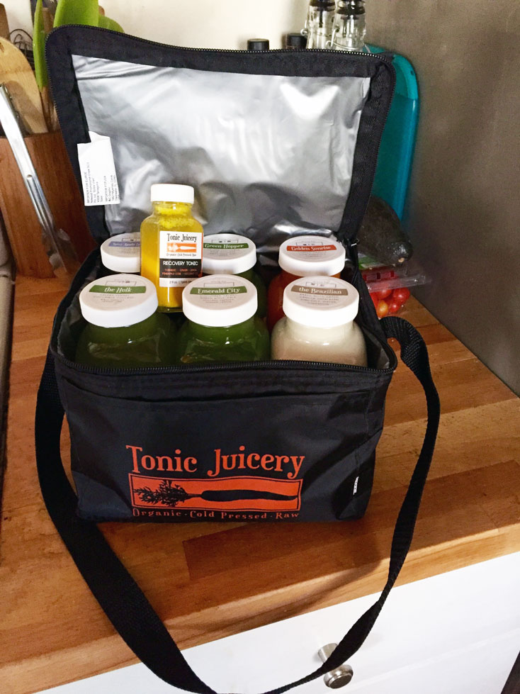Cleanse Day 1 lookin' good and stayin' cool in it's Tonic Juicery cooler!