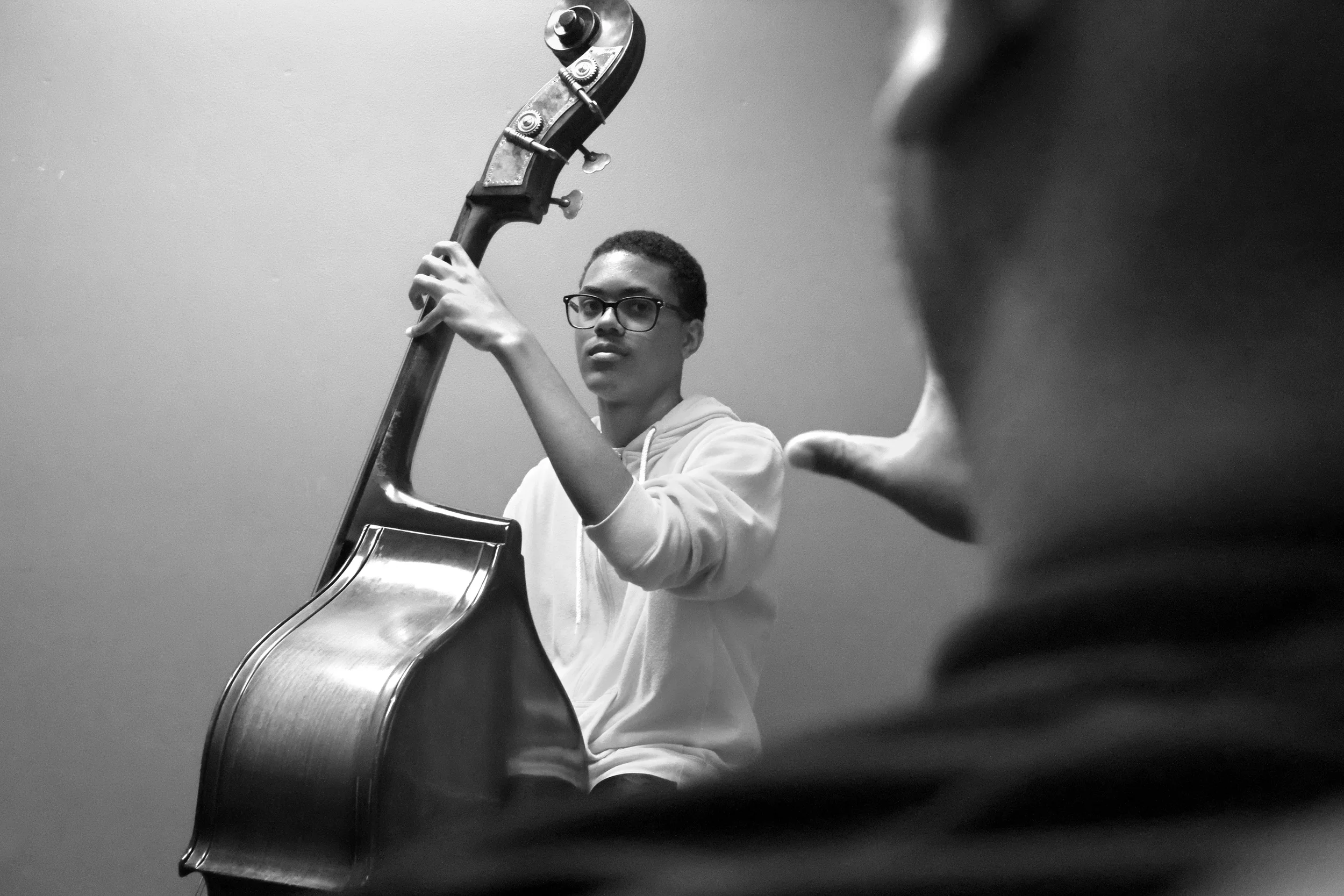 Masterclass with Kenny Blake, Dwayne Dolphin (in picture) and Roger Humphries, at Center of Life, 2014. © Brian Cohen