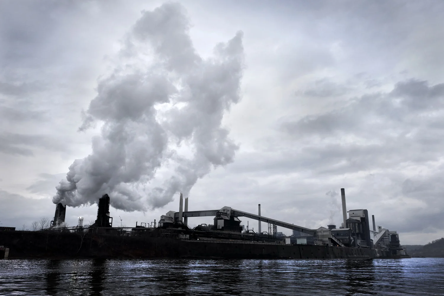 On the Monongahela River about 15 miles southeast of Pittsburgh, United States Steel Corporation's Clairton Coke Works is the largest coke manufacturing facility in the U.S. In January, 2015, the environmental non-profit PennFuture, announced legal action against U.S. Steel for violations of county, state, and federal clean air laws at the Clairton Coke Works. © Brian Cohen, 2015.