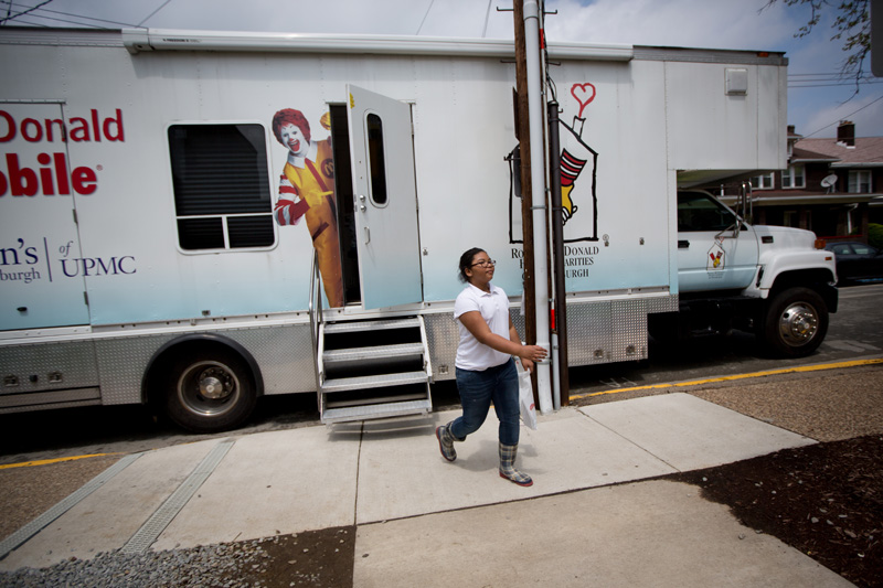  Kirkland heads back to her school in Swissvale after her check up. The Care Mobile travels to underserved areas to make sure at-risk patients are seen.&nbsp; © Annie O'Neill/TDW 2015 