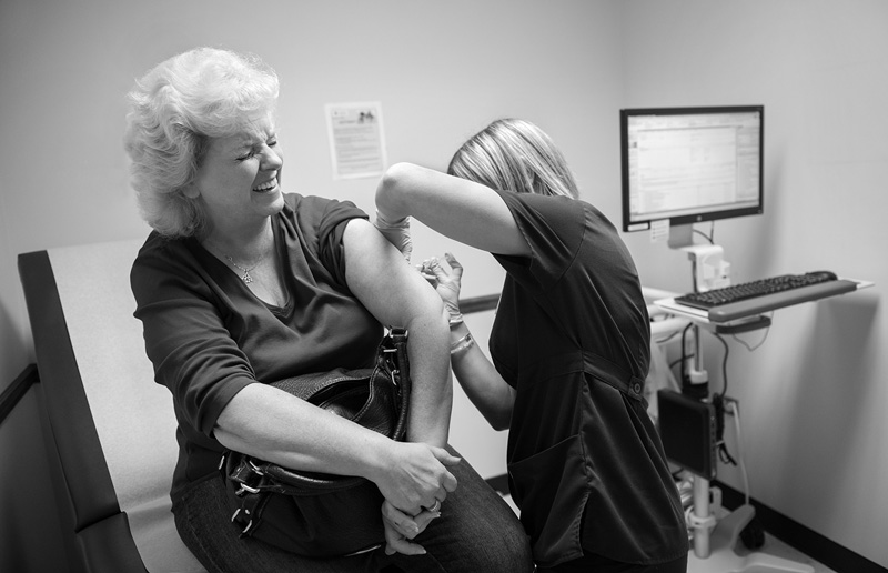  Elizabeth Sandhagen lives in southern Allegheny County and must stay inside most of the time because of severe breathing problems. She uses a specialized inhaler and receives a monthly injection to keep her lung passages open. The drug—a strong anti