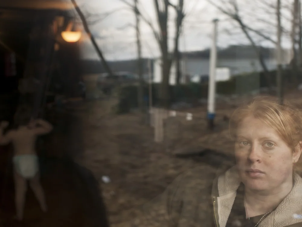 Tamara Horn seen with her son in their trailer. Dimock, Susquehanna County, 2012. © Nina Berman/MSDP 2012