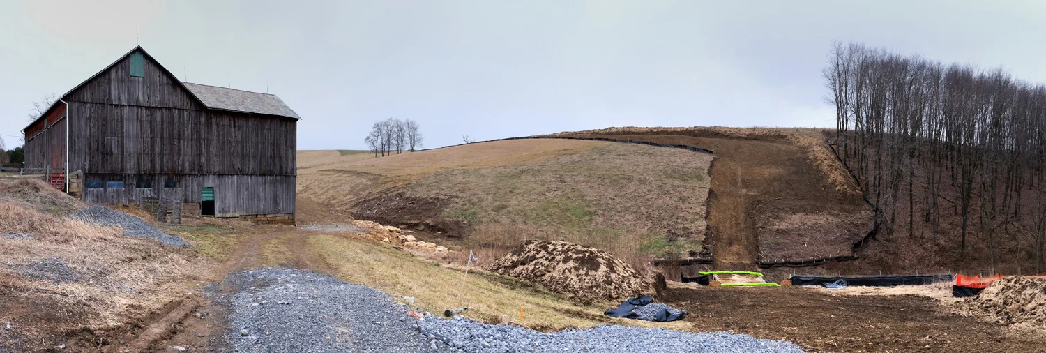 There are no longer any cows at the Grossick farm, where the trees have been cleared for a new pipeline. © Brian Cohen/MSDP 2016
