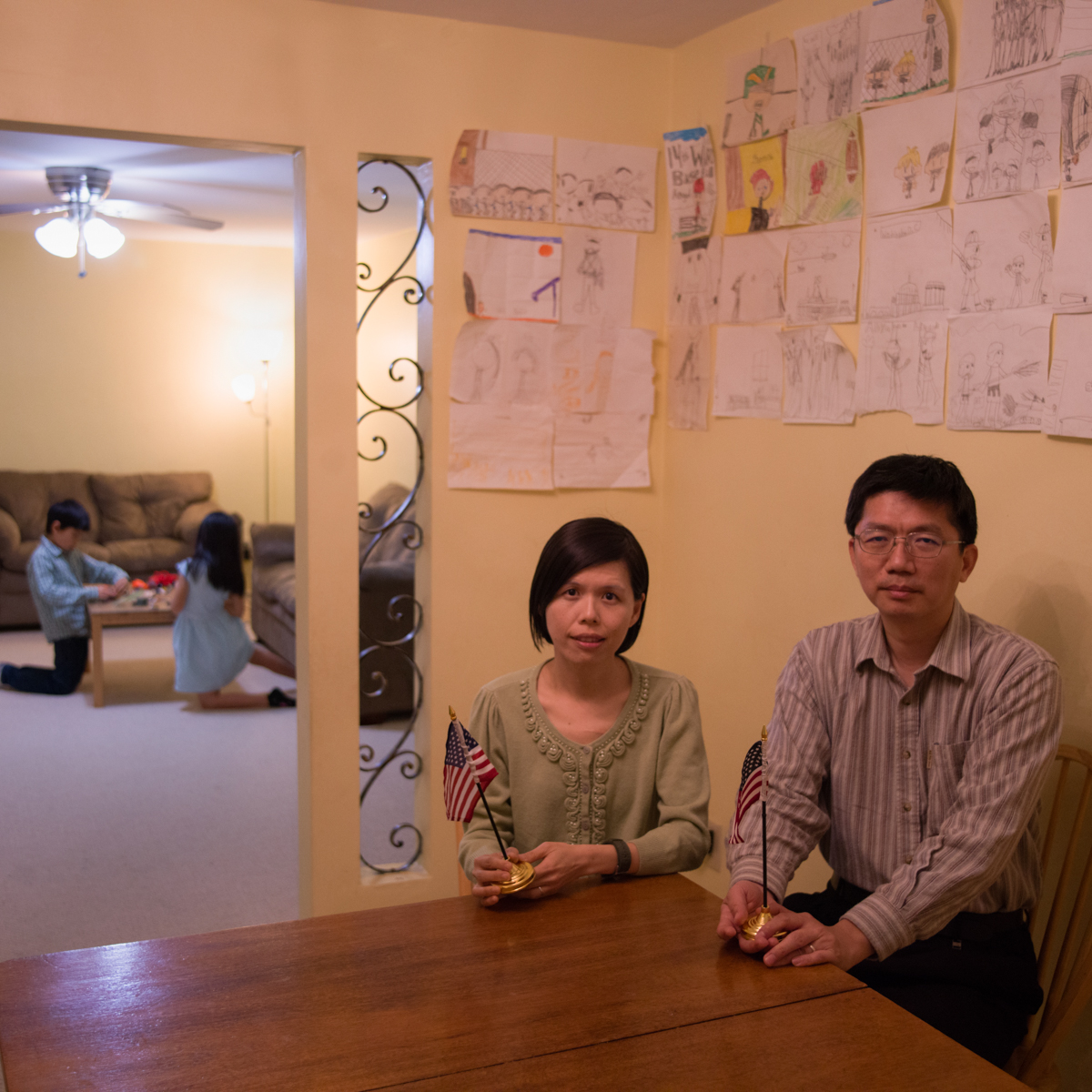  Chang family from Taiwan: Po-Yu, Chia-Chen, and their children, Caleb and Joshua, nine, and Canaan, seven.     Po-Yu is a mathematician and came to the U.S. in 2004 to further his education. Chia-Chen followed two years later and is currently in nur