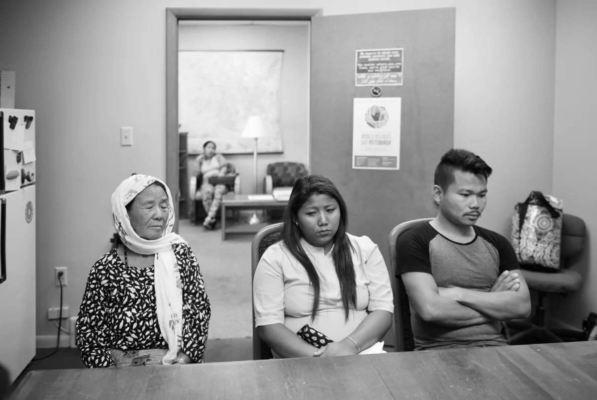 The family visits the refugee center they are working with in Sharpsburg— thirty-six hours after entering the U.S. © Scott Goldsmith/TDW 2017