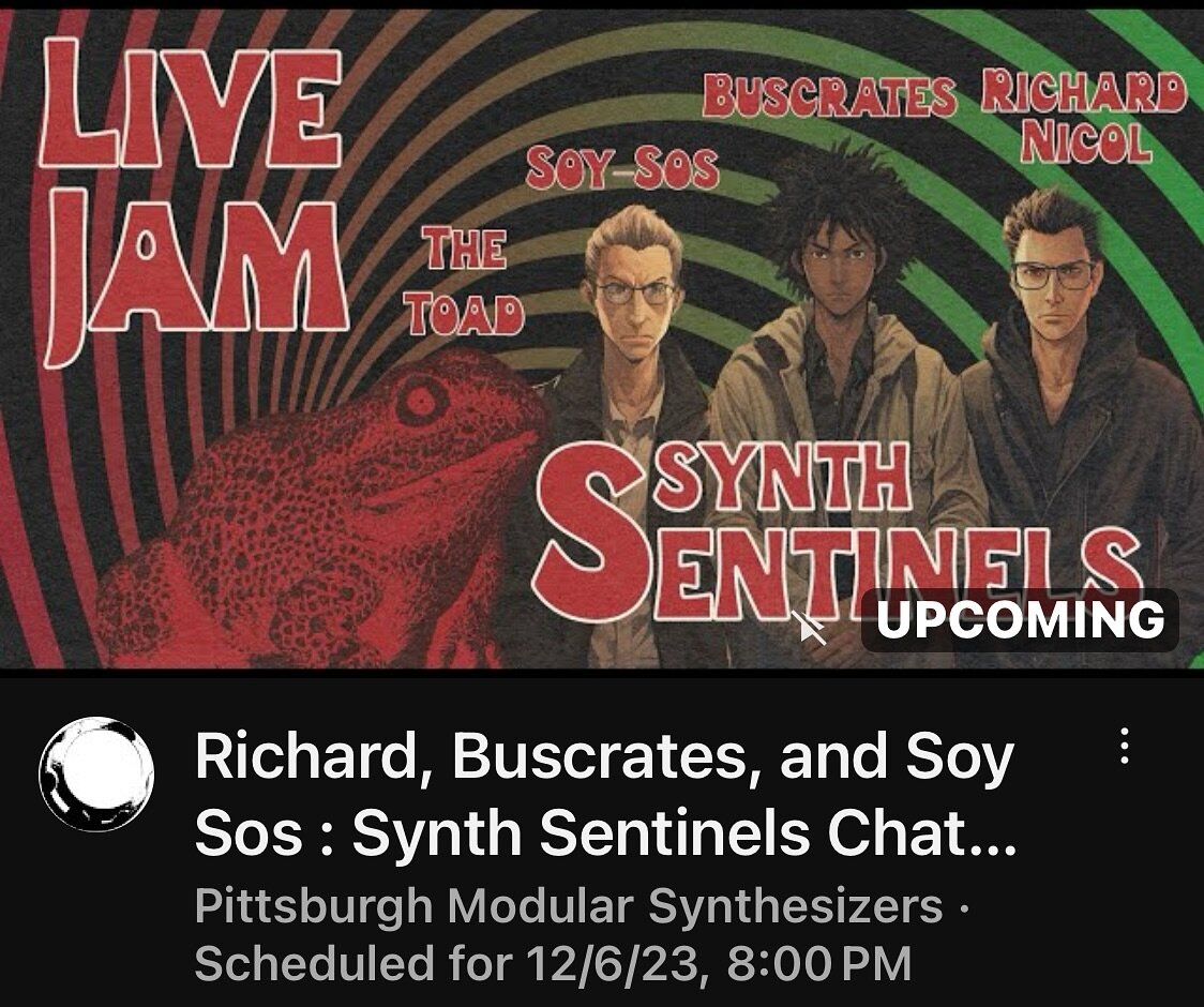 Richard Nicol, Buscrates, and Herman &ldquo;Soy Sos&rdquo; Pearl return! The team is back to discuss interesting(?) patching techniques followed by a modular synth jam @ Tuff Sound Recording. Feel free to join in the live chat or just hang out and re