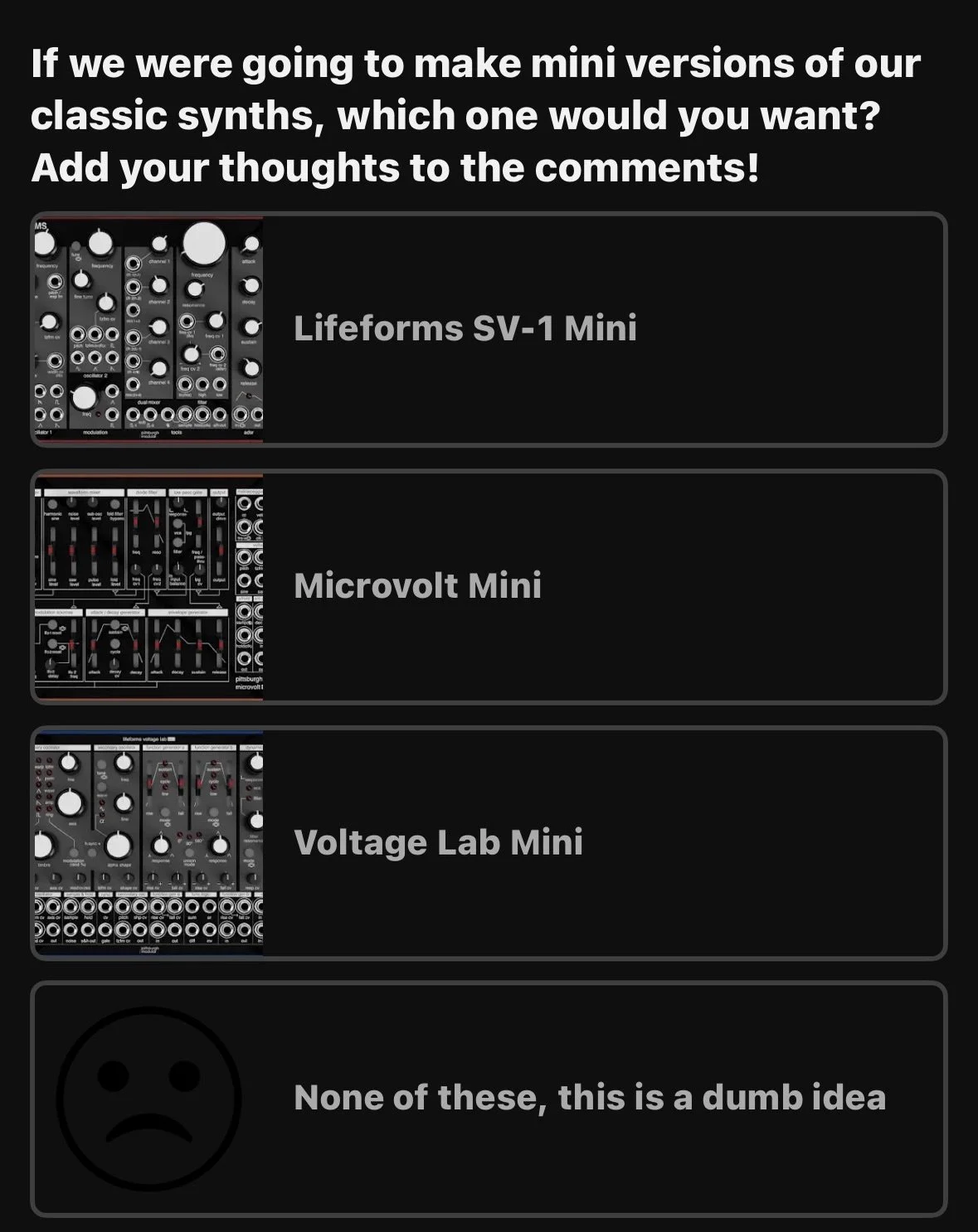 Hey! We&rsquo;re running a quick poll over on our YouTube channel. Visit the link in our bio/stories OR leave your comments below.