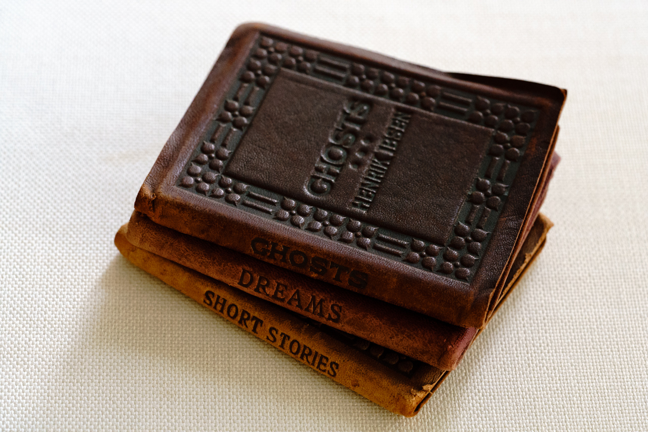 Trio From a set of seven little leather-bound books. Other titles include Alice in Wonderland and Just So Stories. 