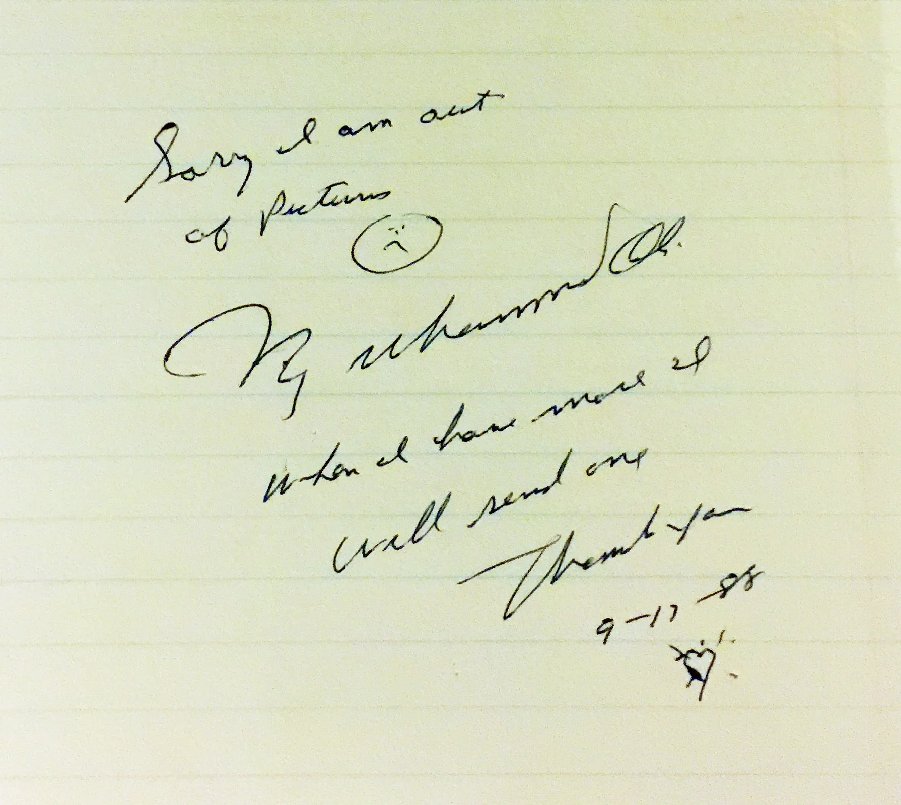 1988 Note from Muhammad Ali (Rare Sad Face)