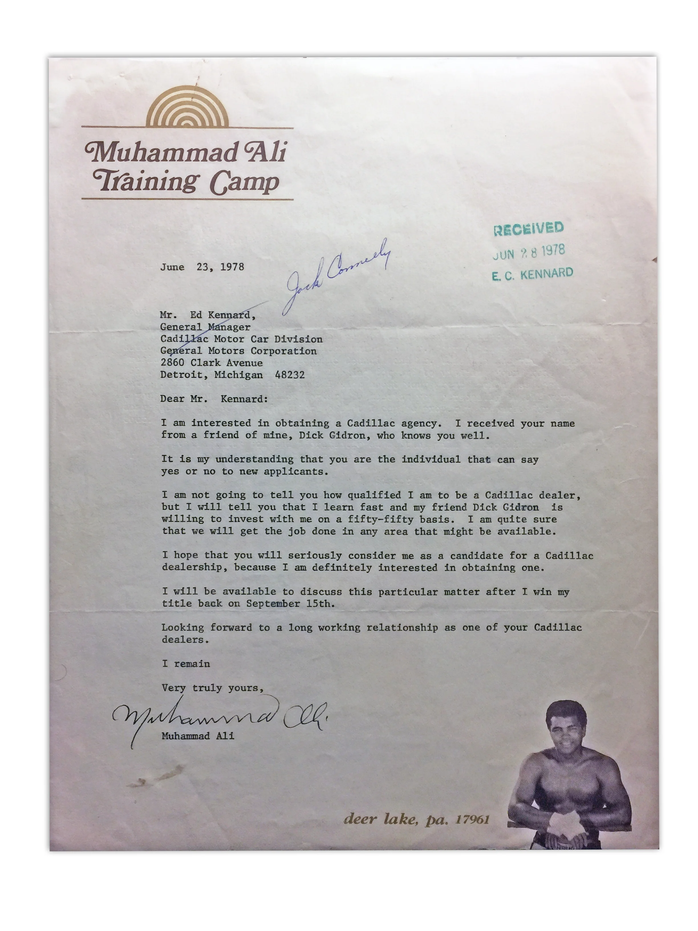 Muhammad Ali / Cadillac Motor Car (General Motors) Letter