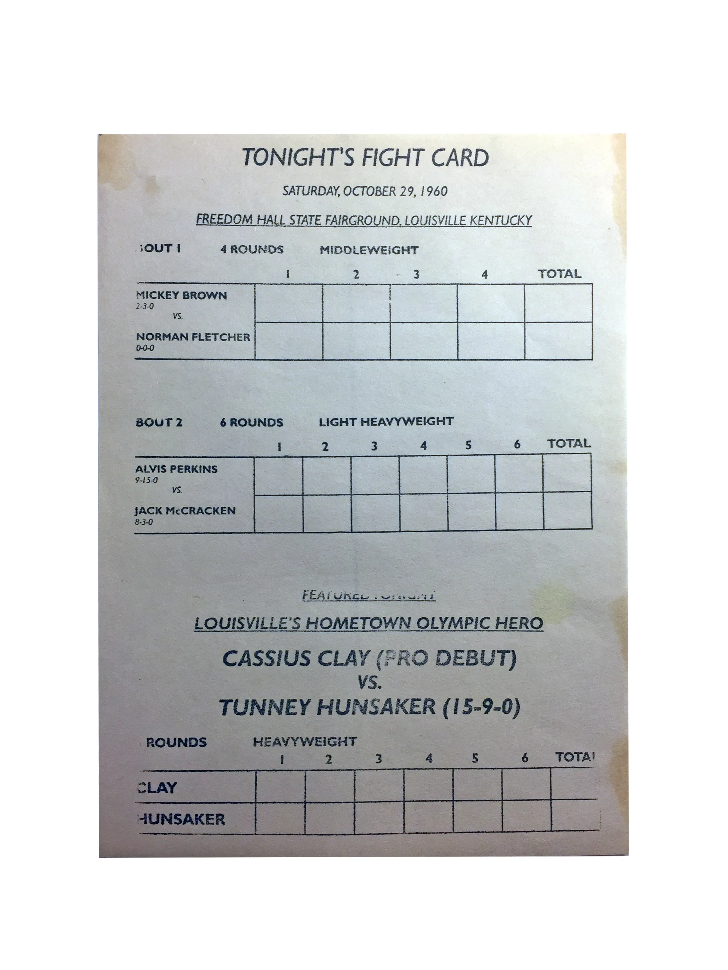 Cassius Clay vs Tunney Hunsaker Program