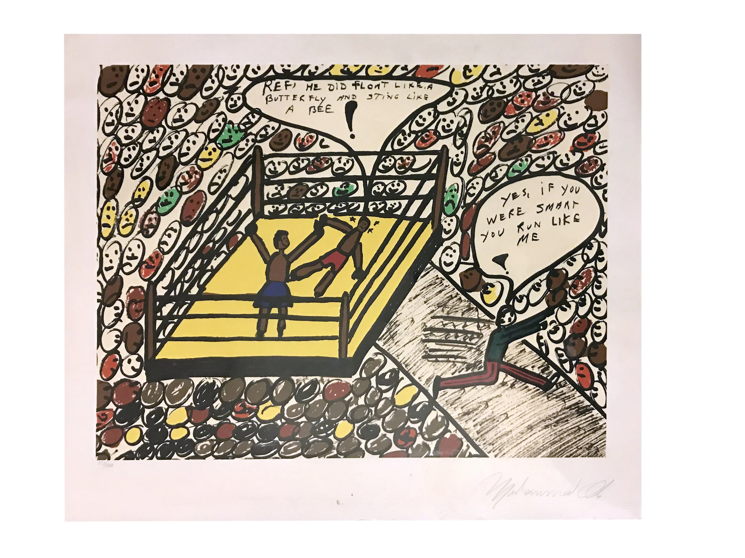 Muhammad Ali Sting Like a Bee Signed Drawing