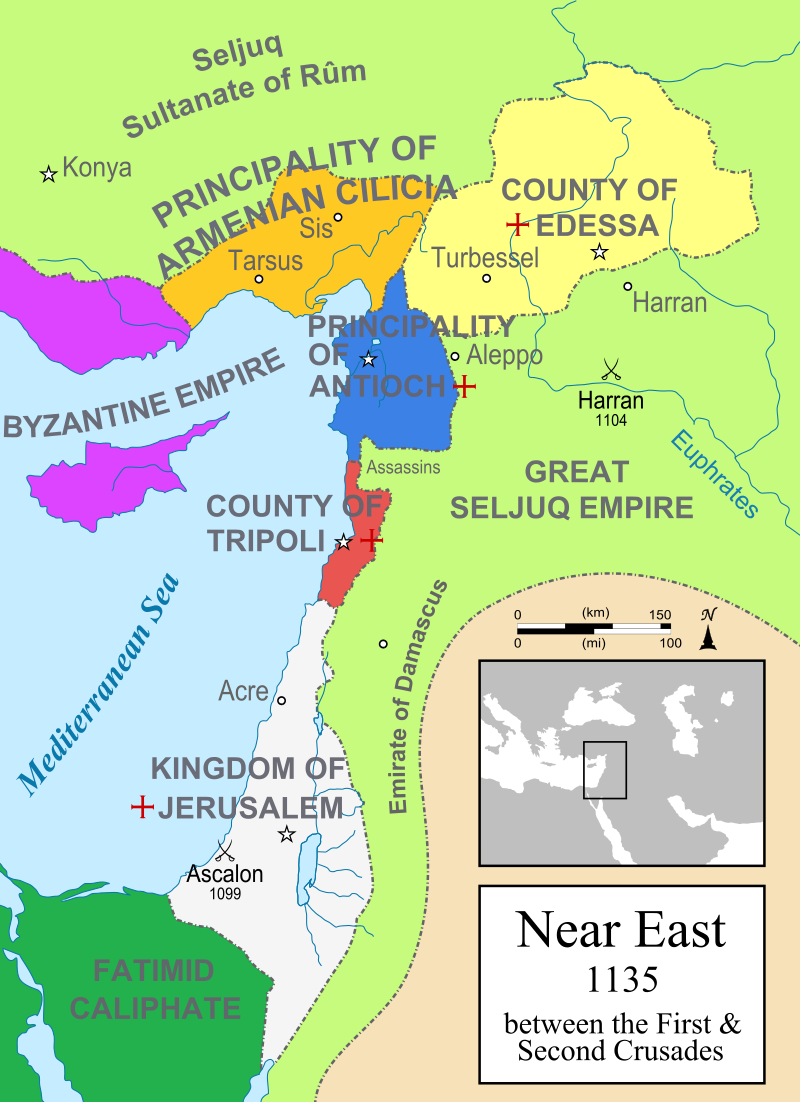 Map of the Levant 1135 AD