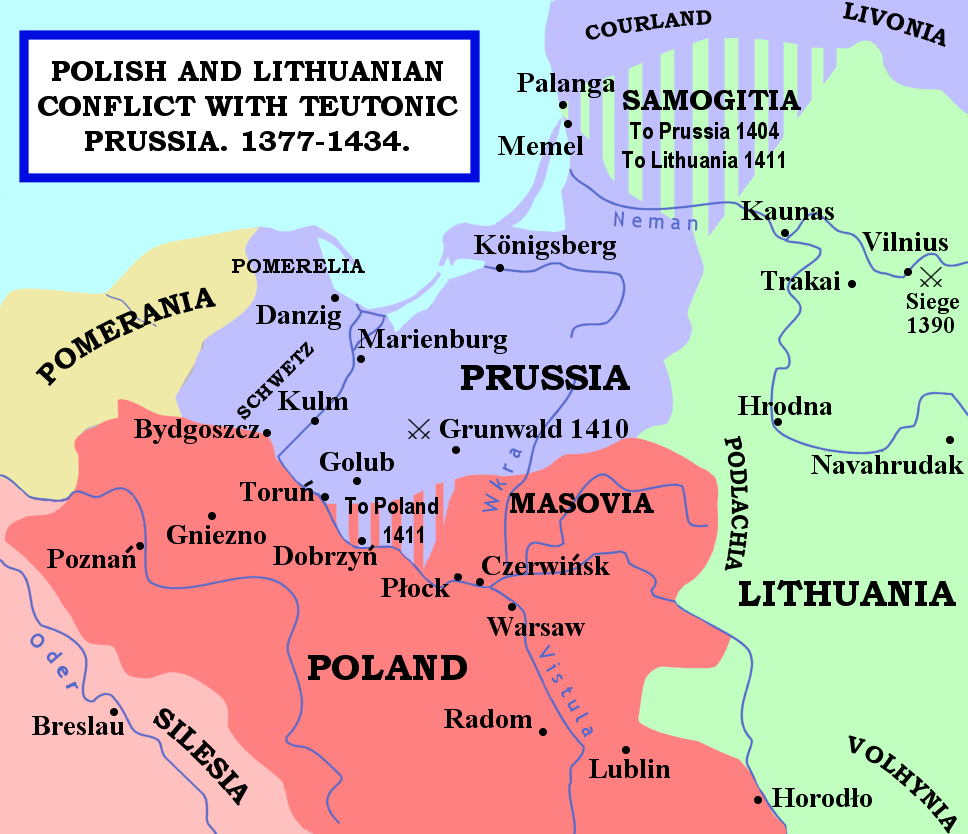 Map showing conflict region with Teutonic Knights