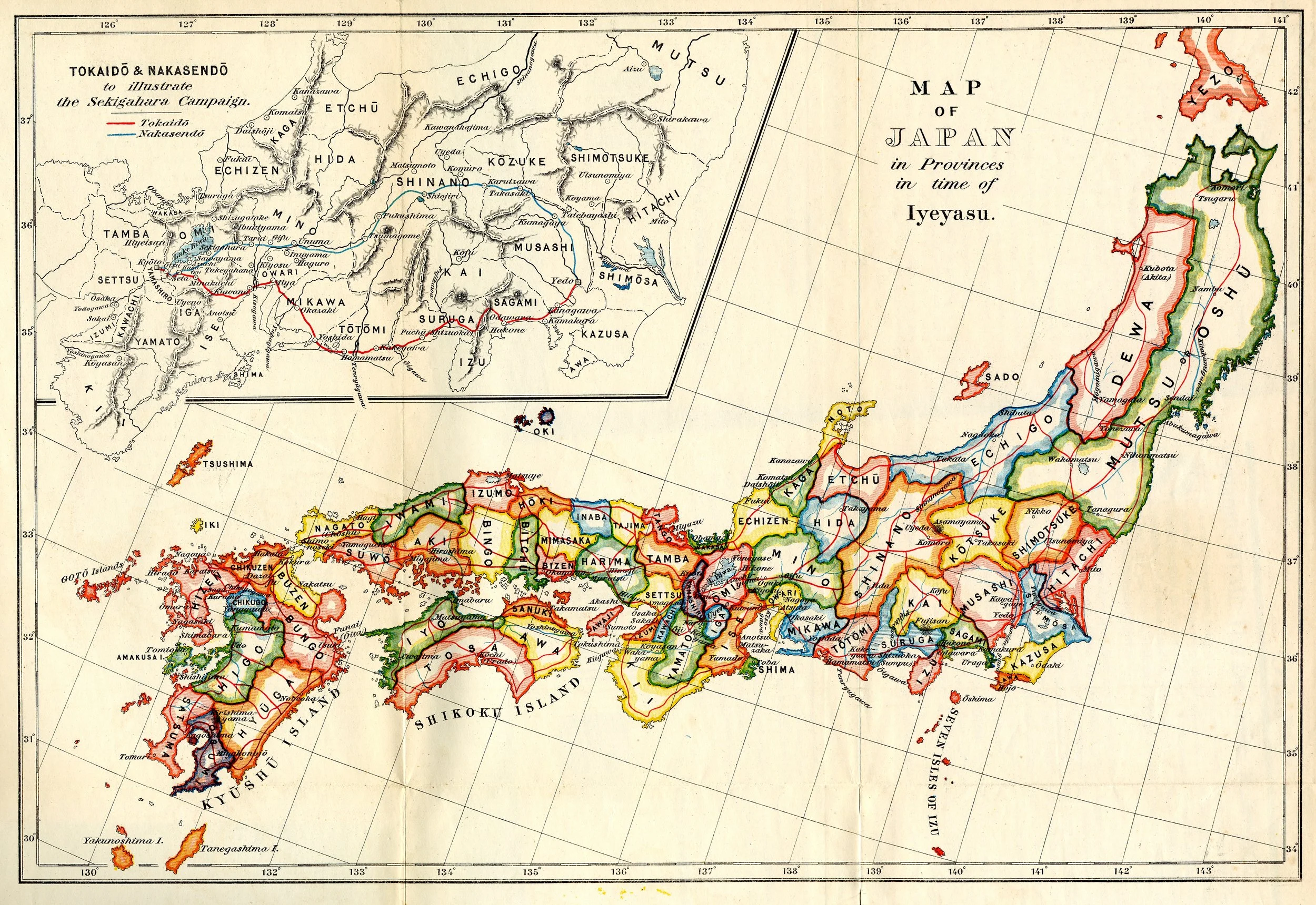 Map of Japan under Ieyasu