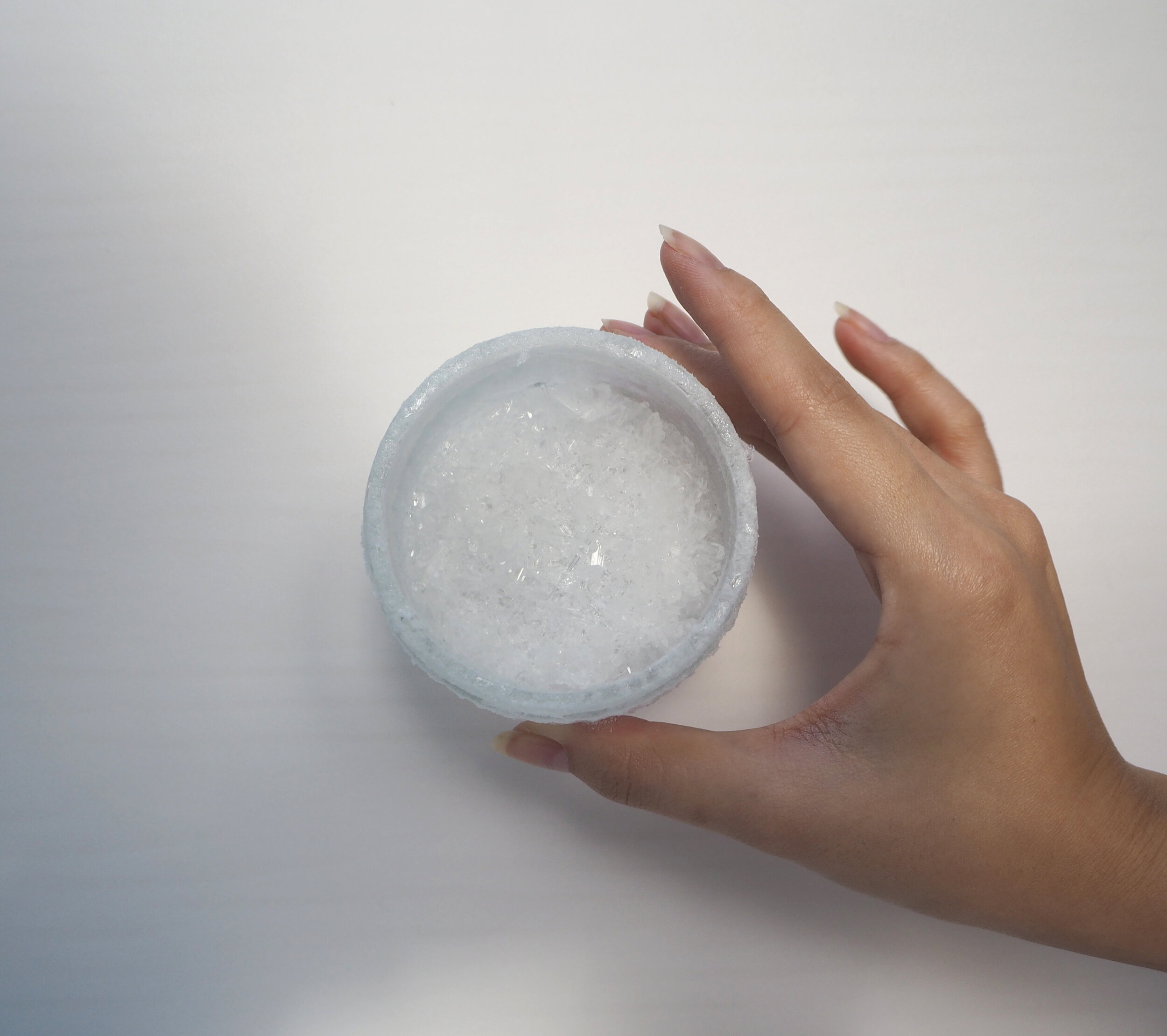 The most successful sample was taken with crystals dissolved in hot water and left in cool conditions