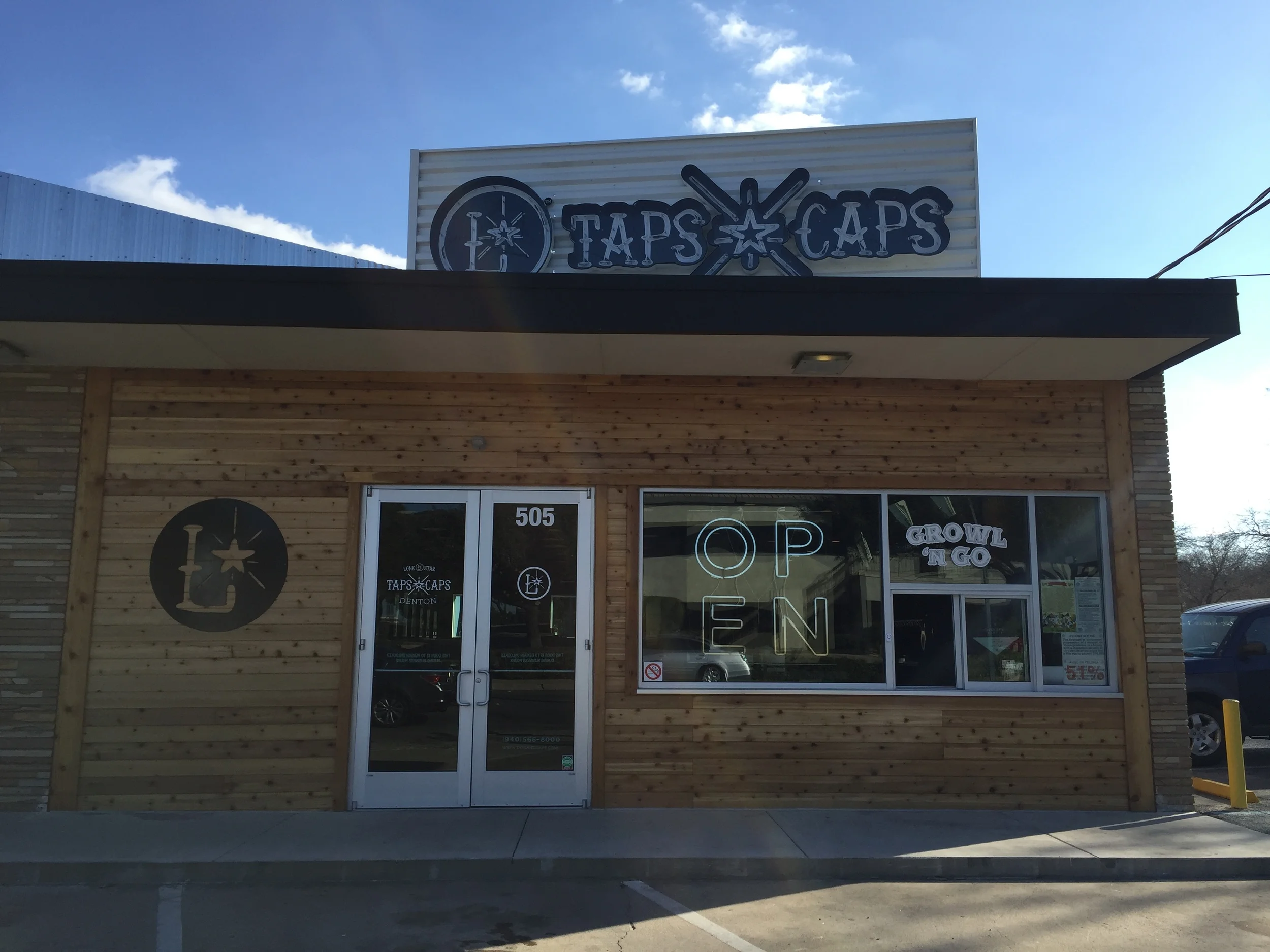 Taps & Caps Denton Offers a WalkUp Window To Fill Your Growler on the