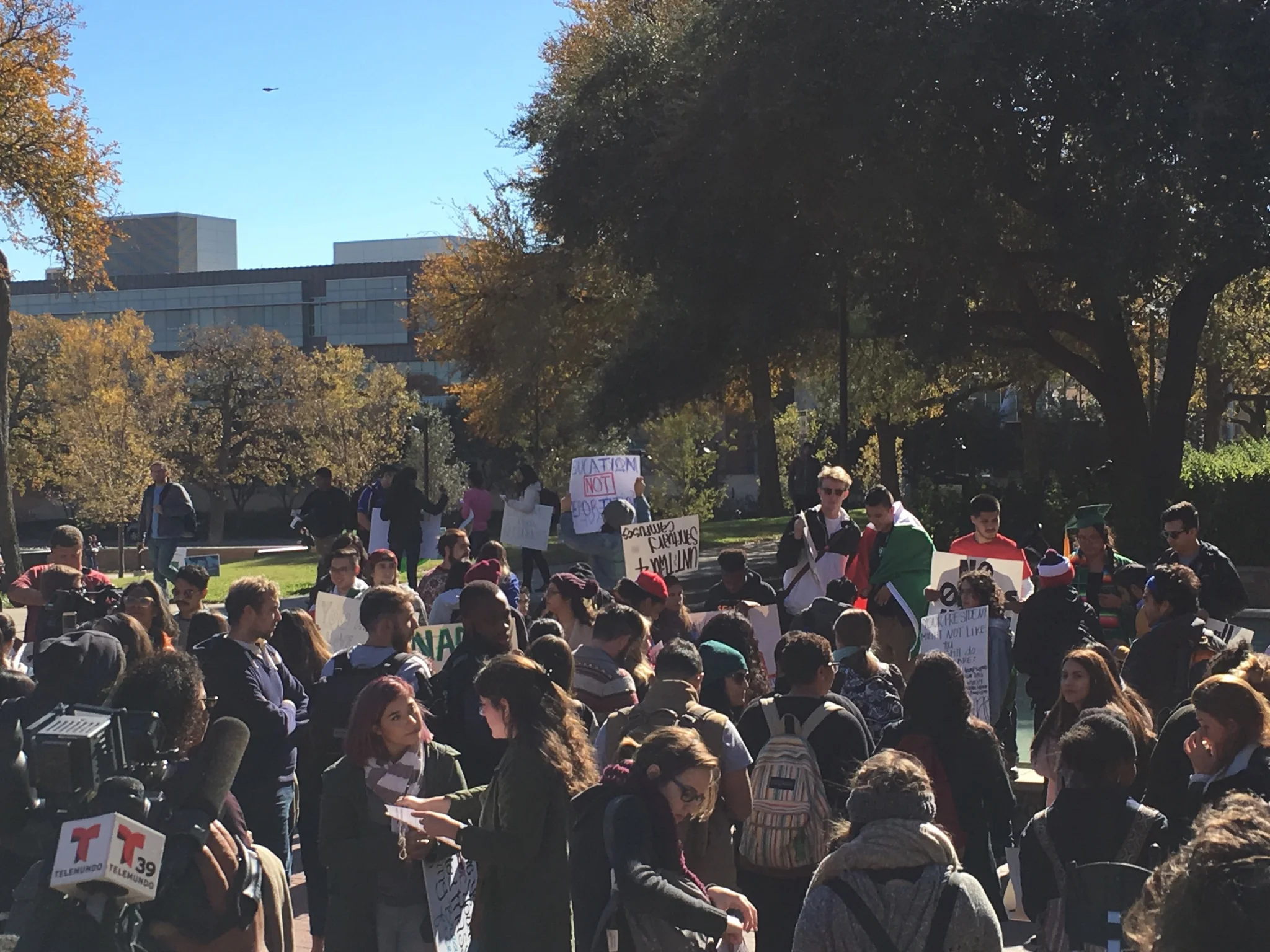 Protestors at UNT. Photo by Madi Gostkowski.