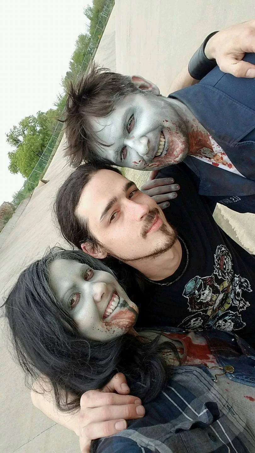 Director Cody Smith with a couple of zombie pals