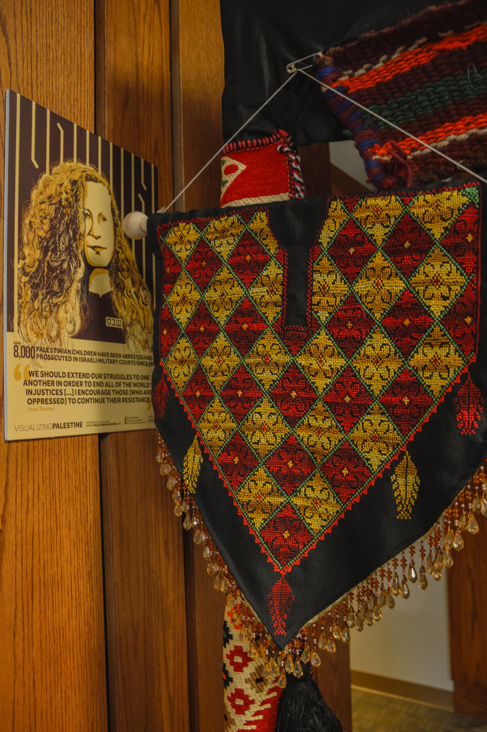  Artifacts on display at Broken Film Festival. Custom textiles/colors and more facts about the occupation in Israel/Palestine 