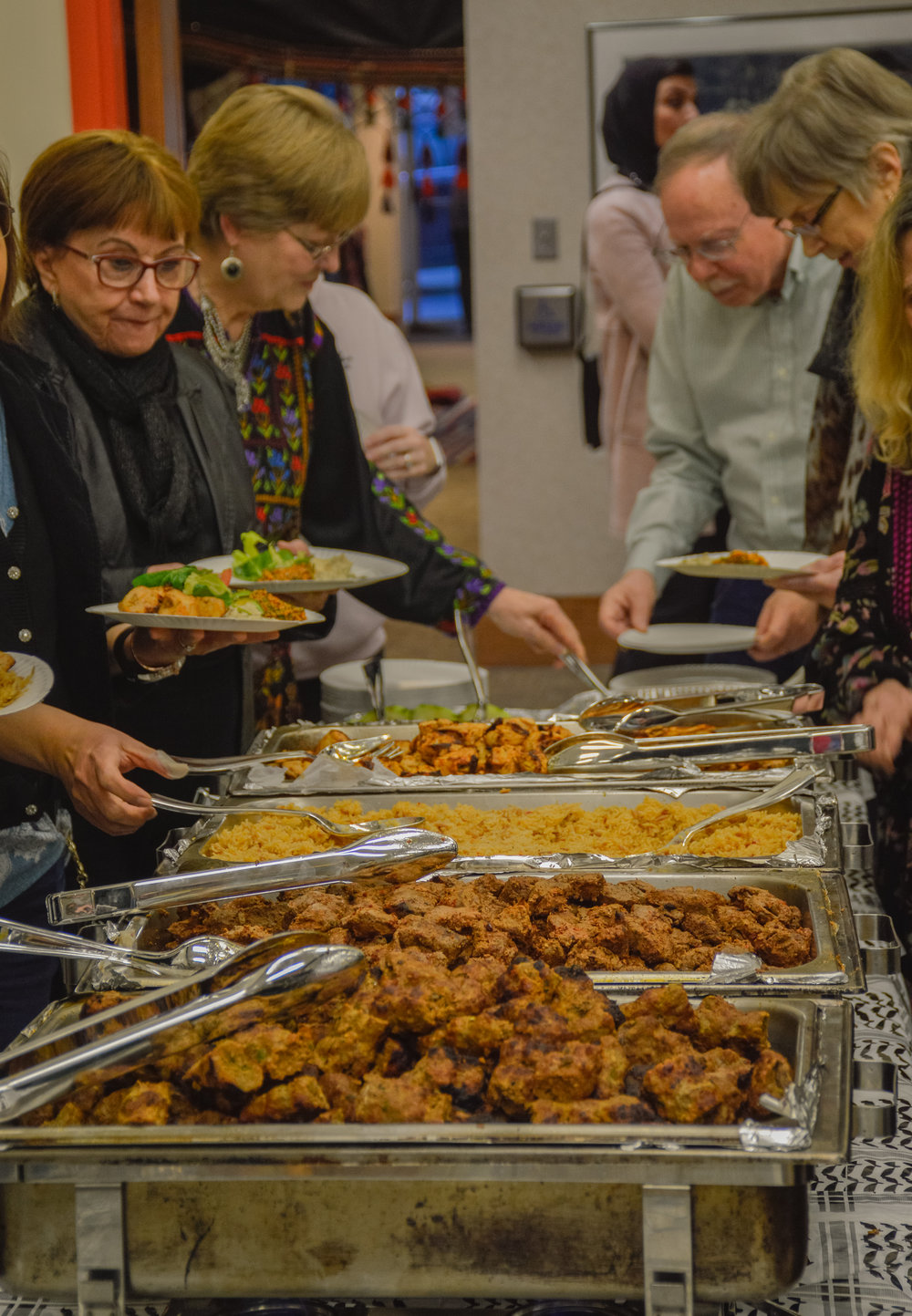  Some of the many offerings of Israeli/Palestinian food found at the Broken Lens film festival. Mediterranean food was offered as a buffet, ending the film festival with some traditional food. 