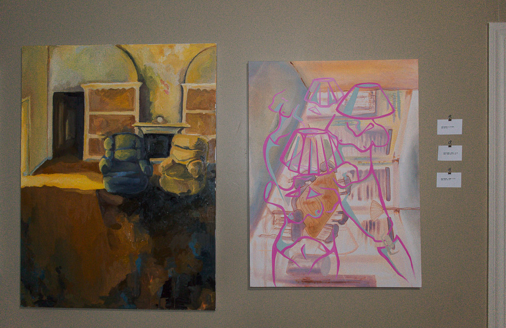  Left: Jess des Bordes - oil on canvas. Right: Sarah Wuenscher - oil on canvas 
