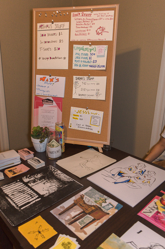  A table selling small prints, t-shirts and stickers made by the ‘Rat Pack’ artists were available for purchase. 