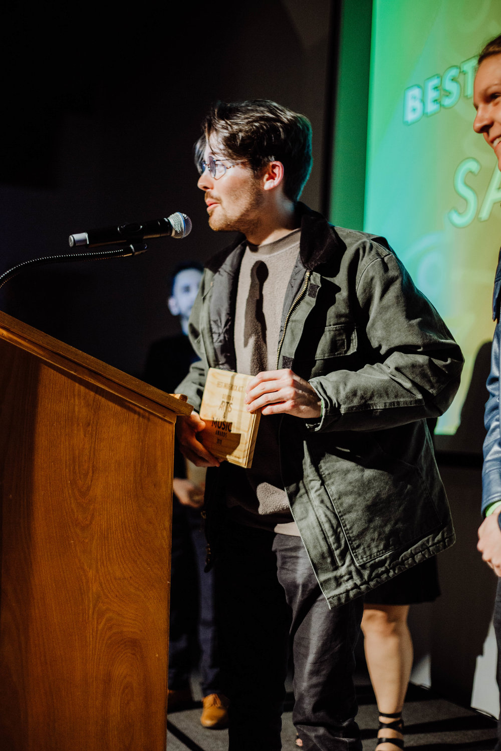  Colin Wheeler and Sad Cops accepting their award for Best Indie Band - one of four awards they took home.  