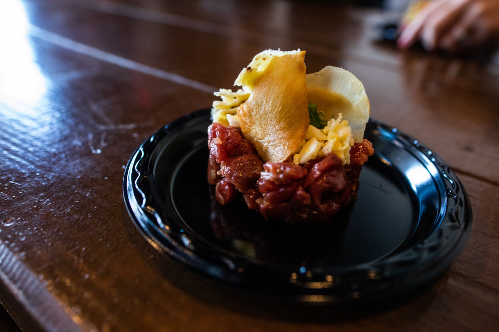  The first course - Beef Tartar with Herbs and Boiled Egg paired with Red Dragon Cheese. - Photo by Garrett Smith 