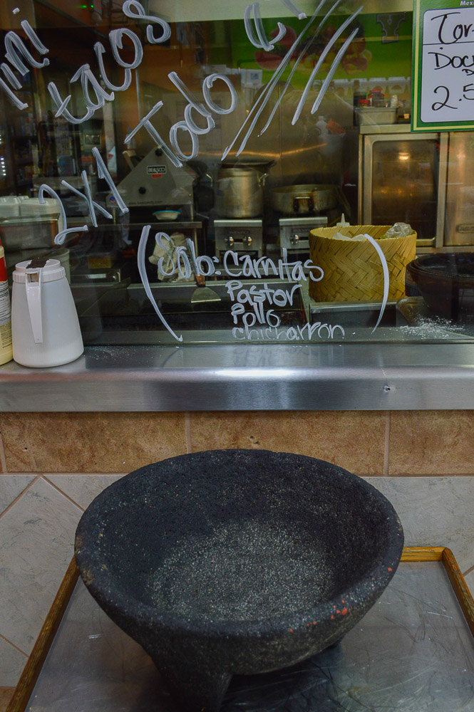  Traditional meat menu - carnitas, pastor, chicharron - and a molcajete - where you mix avocado, salsa, etc. 