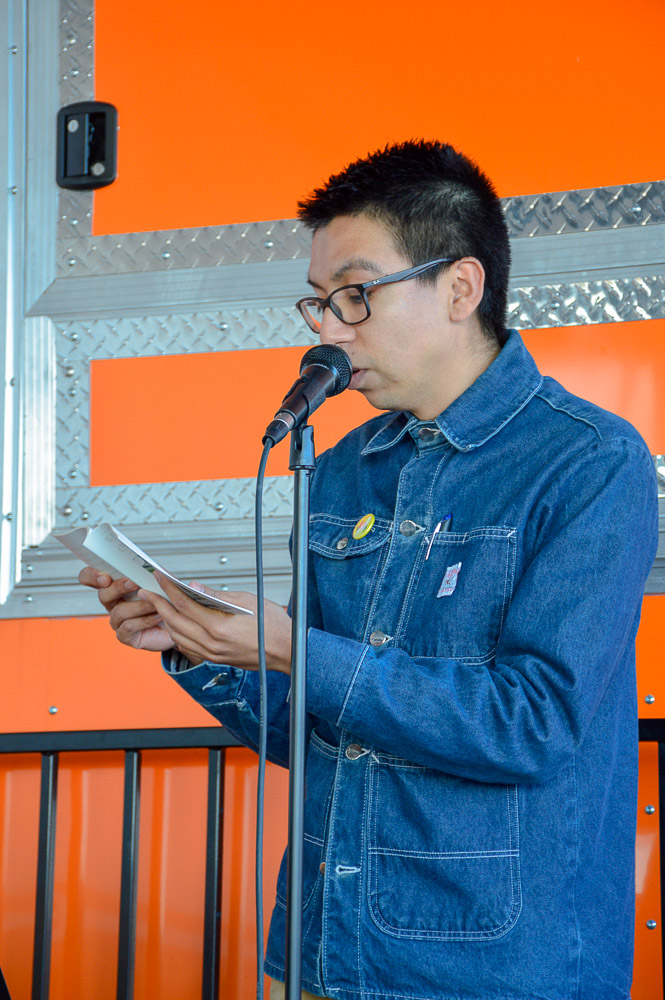  Alfredo Aguilar reading for the event. 