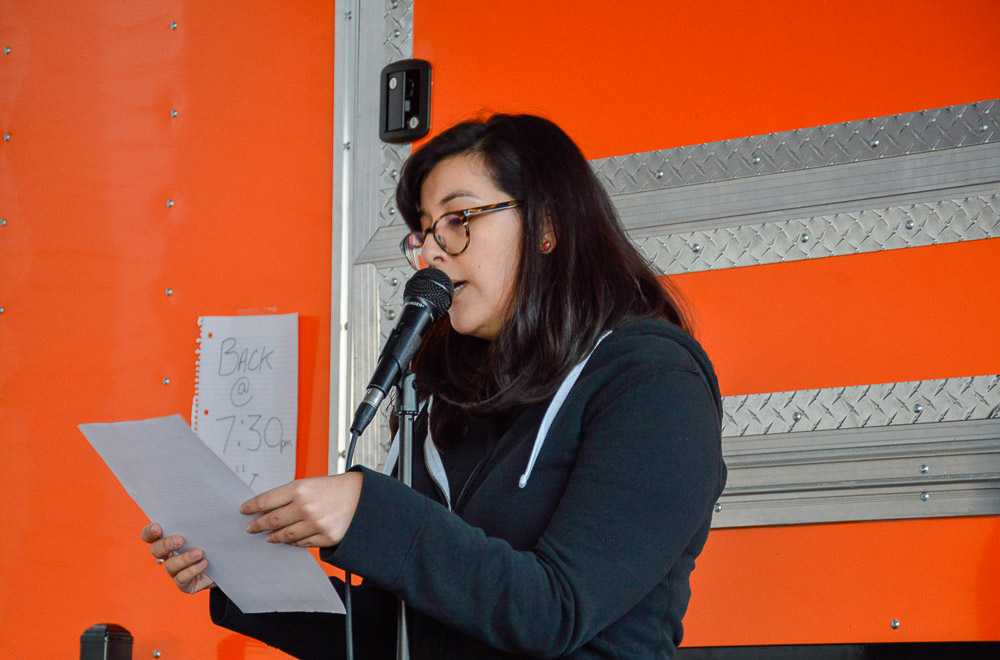  Laura Villareal reading for the event. 